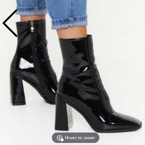 Nasty Gal Square toe Black heeled boots